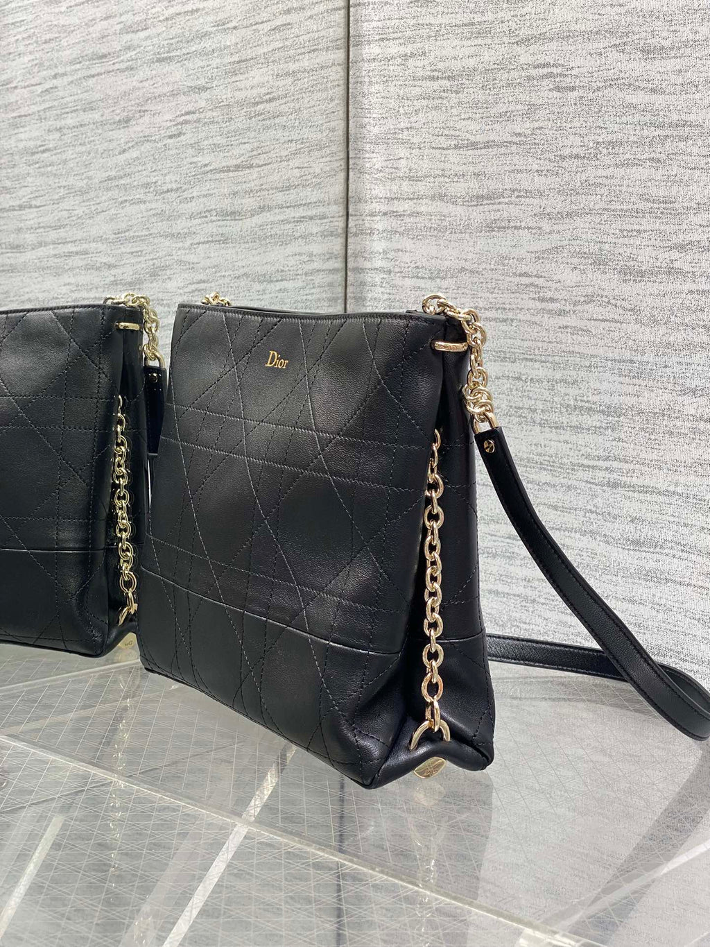 Dior 2026 Trianon Hobo Chain Bag Black Cannage Lambskin & Gold Large — New