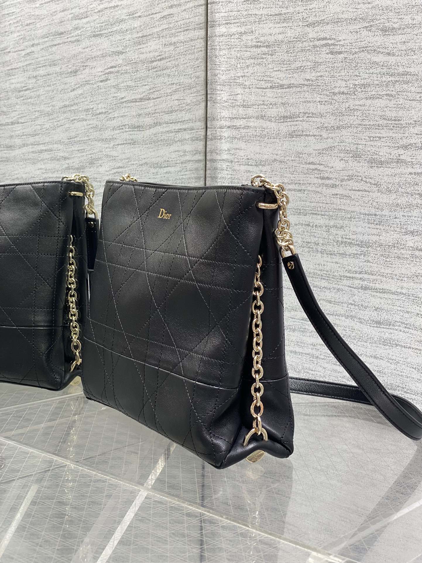 Dior 2026 Trianon Hobo Chain Bag Black Cannage Lambskin & Gold Large — New