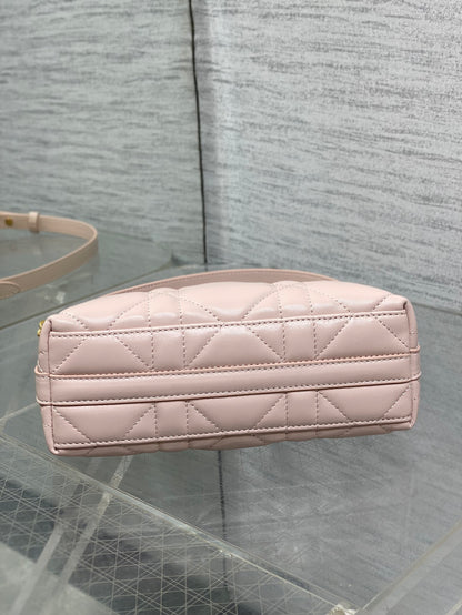 Dior Caro Hobo Bag Blush Pink Cannage Lambskin & Gold