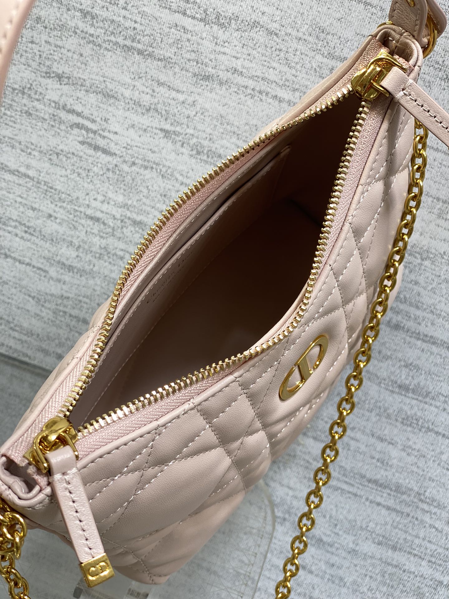 Dior Caro Hobo Bag Blush Pink Cannage Lambskin & Gold
