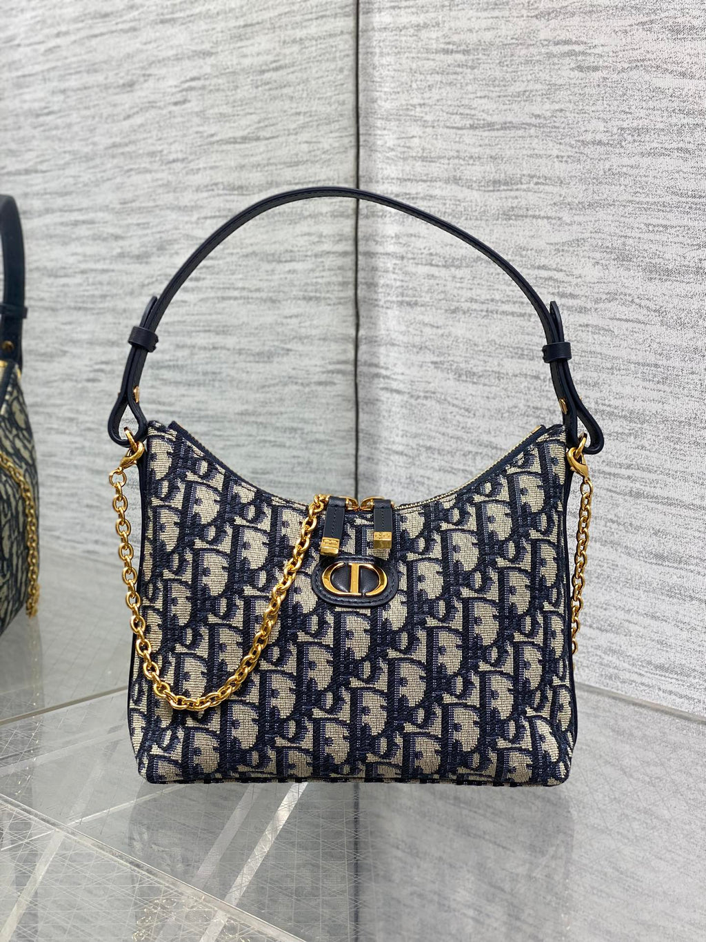 Dior Miss Dior Hobo Bag Blue Oblique Jacquard & Gold — AW Collection