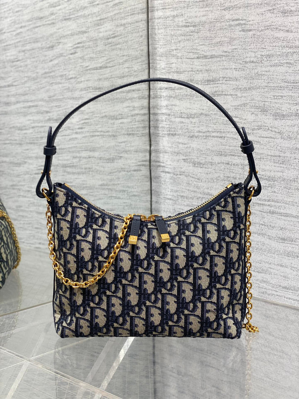 Dior Miss Dior Hobo Bag Blue Oblique Jacquard & Gold — AW Collection
