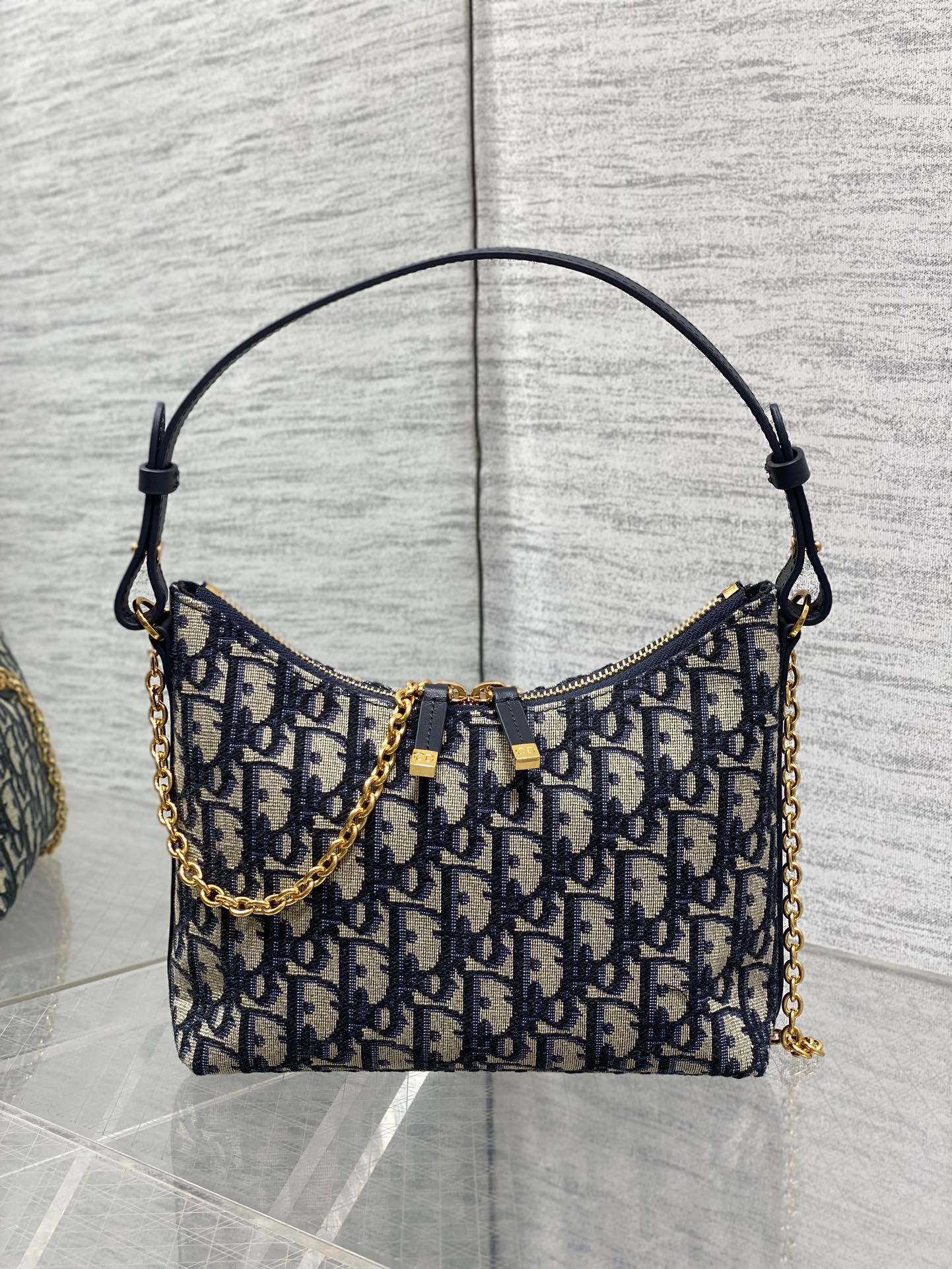 Dior Miss Dior Hobo Bag Blue Oblique Jacquard & Gold — AW Collection