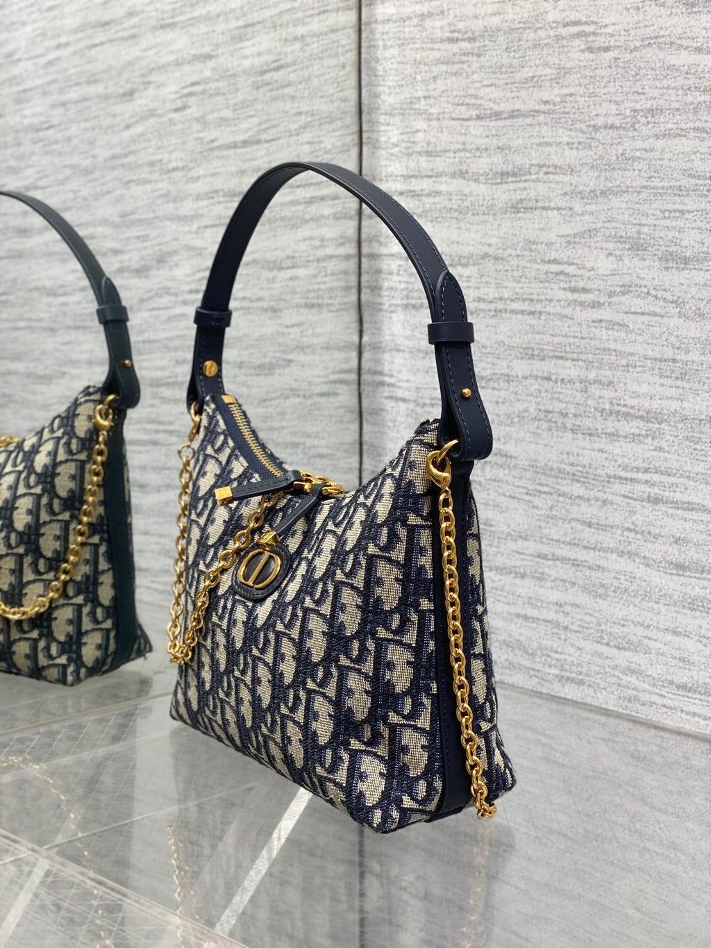 Dior Miss Dior Hobo Bag Blue Oblique Jacquard & Gold — AW Collection