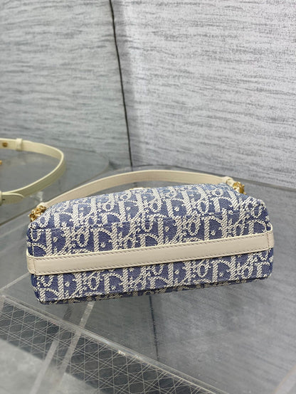 Dior Miss Dior Hobo Bag Grey Blue Oblique Jacquard & Gold — AW Collection