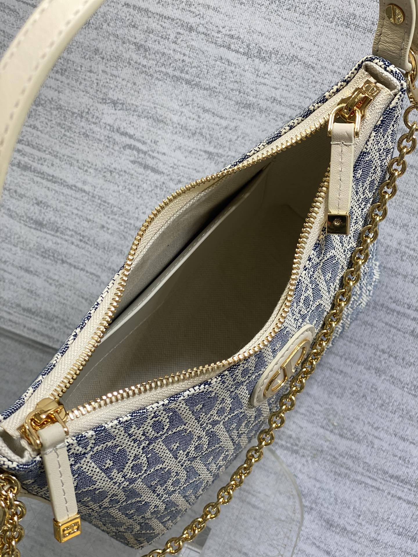 Dior Miss Dior Hobo Bag Grey Blue Oblique Jacquard & Gold — AW Collection