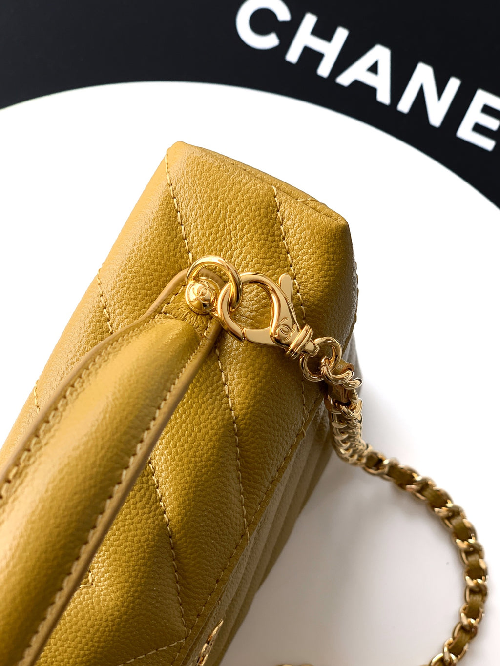 Chanel 26P Lunchbox Vanity Bag — Olive Green Caviar Leather with Antique Gold Hardware
