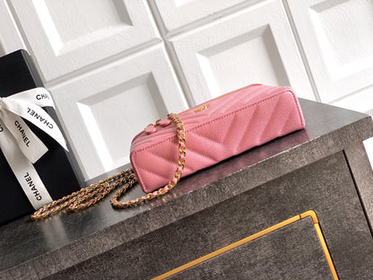 Chanel 26P Lunchbox Vanity Bag — Sakura Pink Caviar Leather with Antique Gold Hardware