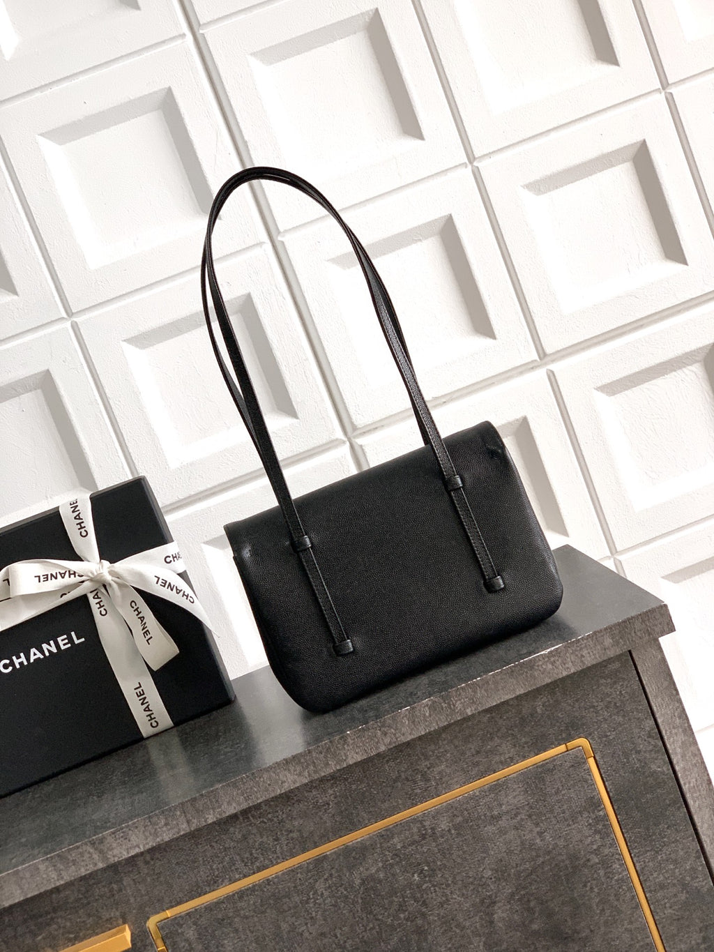 Chanel 26C Small Kelly Shopping Tote — Black Caviar Leather with Gold Hardware