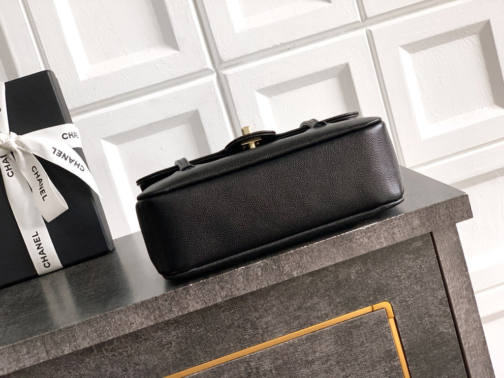 Chanel 26C Small Kelly Shopping Tote — Black Caviar Leather with Gold Hardware