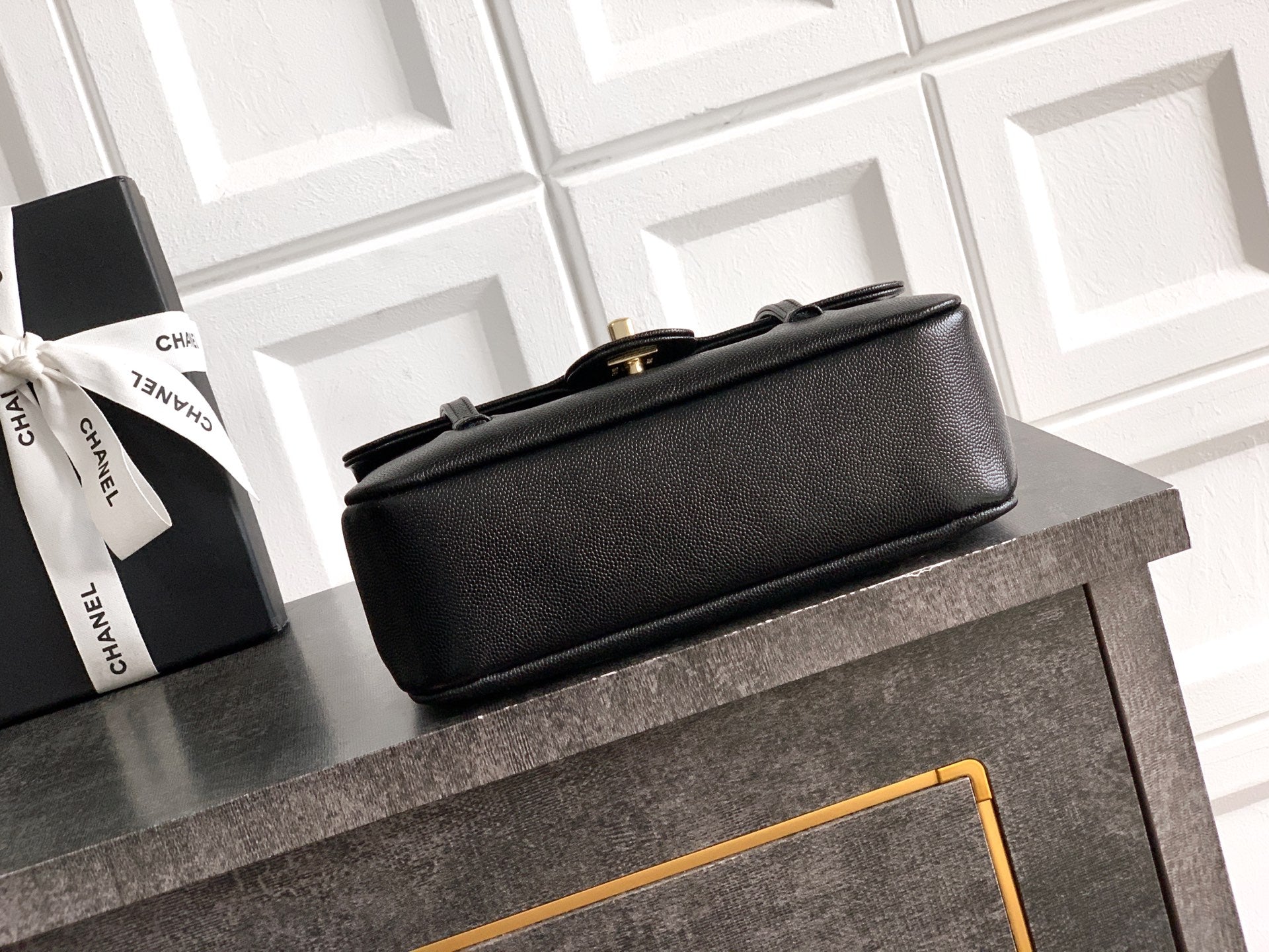Chanel 26C Small Kelly Shopping Tote — Black Caviar Leather with Gold Hardware