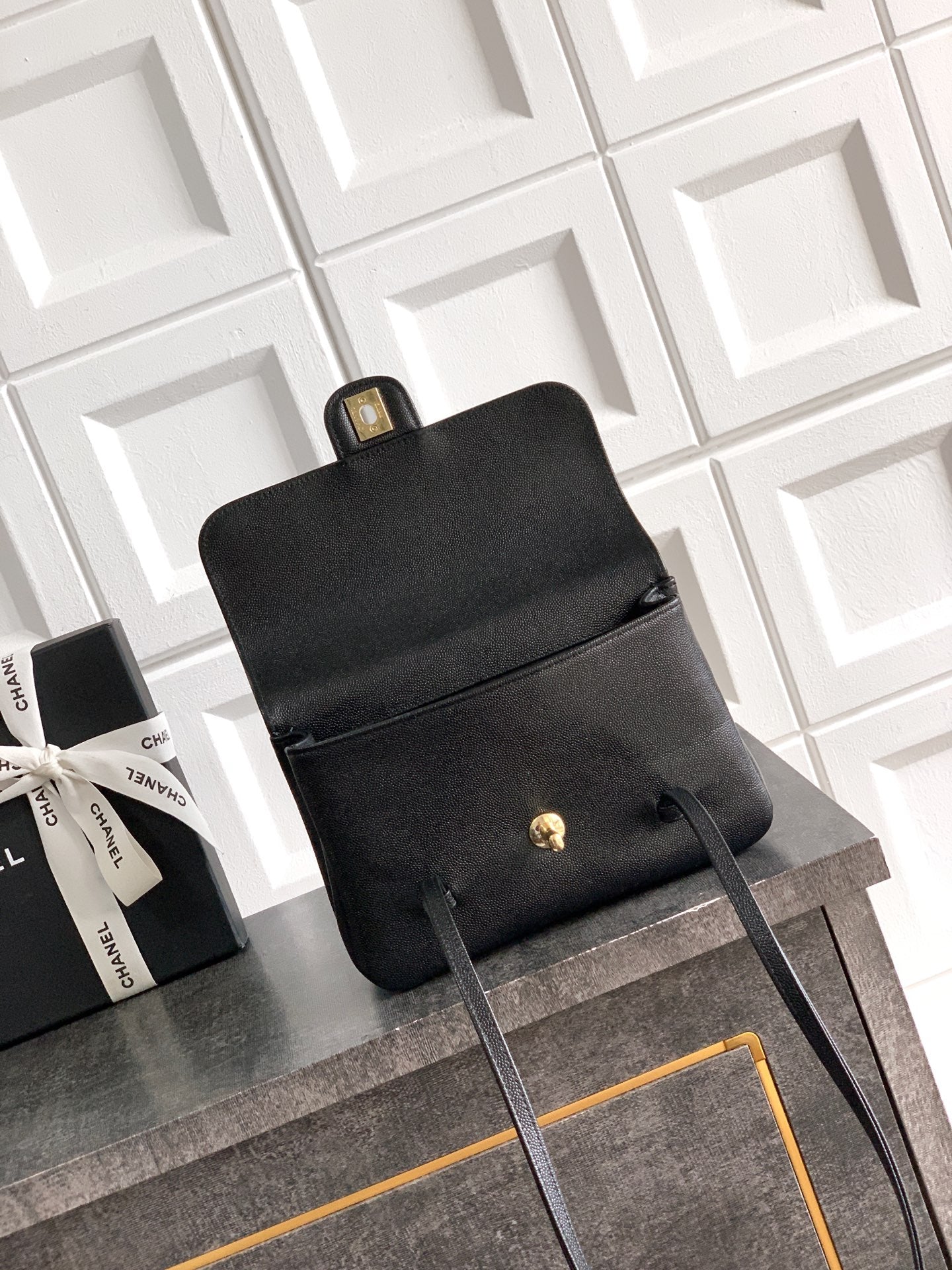 Chanel 26C Small Kelly Shopping Tote — Black Caviar Leather with Gold Hardware