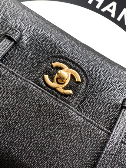 Chanel 26C Small Kelly Shopping Tote — Black Caviar Leather with Gold Hardware