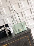Chanel 26C Small Kelly Shopping Tote — Mint Grey Green Caviar Leather with Gold Hardware