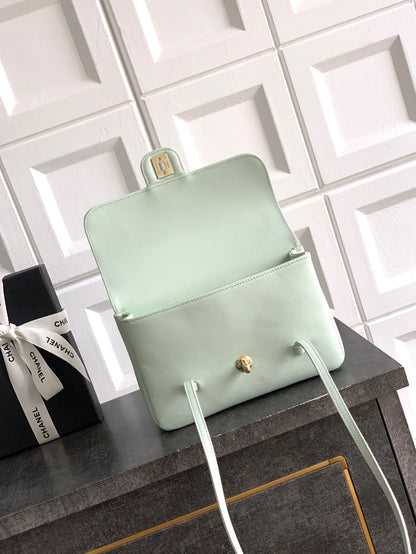 Chanel 26C Small Kelly Shopping Tote — Mint Grey Green Caviar Leather with Gold Hardware