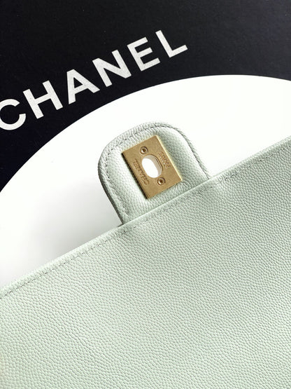 Chanel 26C Small Kelly Shopping Tote — Mint Grey Green Caviar Leather with Gold Hardware