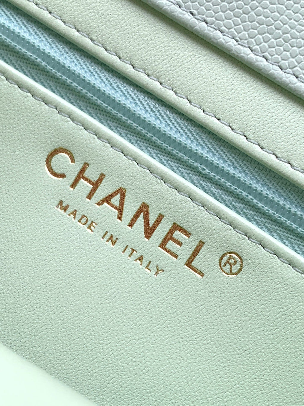 Chanel 26C Small Kelly Shopping Tote — Mint Grey Green Caviar Leather with Gold Hardware