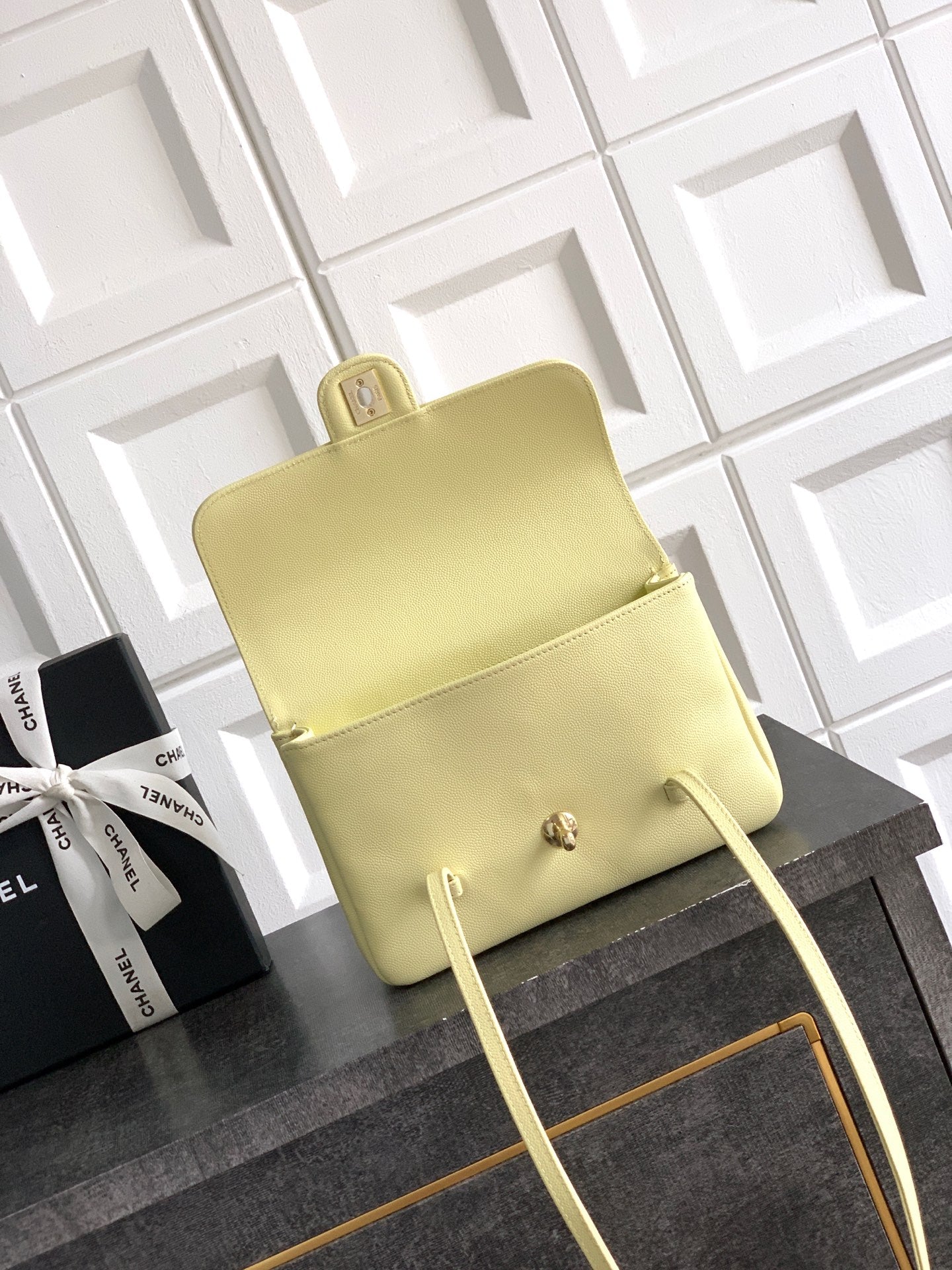 Chanel 26C Small Kelly Shopping Tote — Chick Yellow Caviar Leather with Gold Hardware
