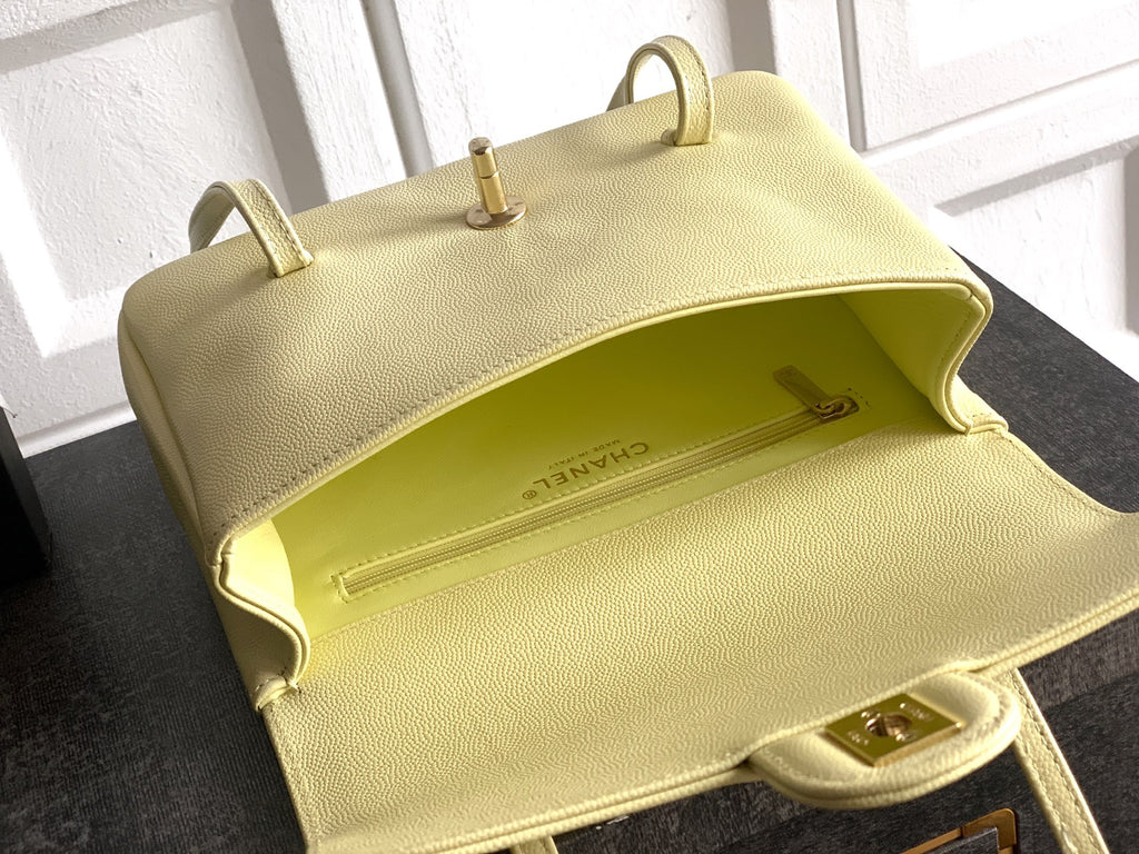 Chanel 26C Small Kelly Shopping Tote — Chick Yellow Caviar Leather with Gold Hardware