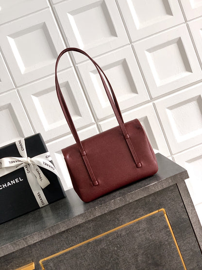 Chanel 26C Small Kelly Shopping Tote — Burgundy Caviar Leather with Gold Hardware