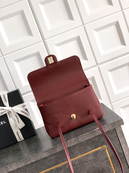 Chanel 26C Small Kelly Shopping Tote — Burgundy Caviar Leather with Gold Hardware
