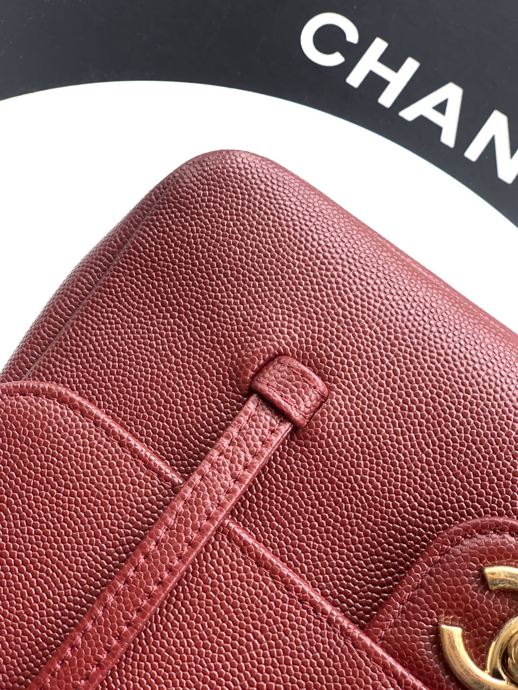 Chanel 26C Small Kelly Shopping Tote — Burgundy Caviar Leather with Gold Hardware