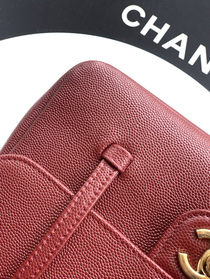 Chanel 26C Small Kelly Shopping Tote — Burgundy Caviar Leather with Gold Hardware