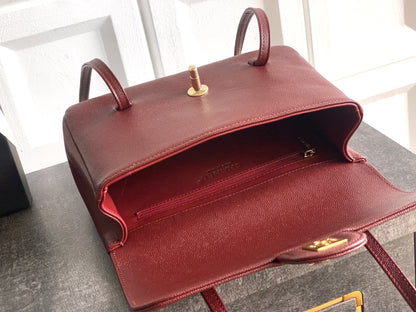 Chanel 26C Small Kelly Shopping Tote — Burgundy Caviar Leather with Gold Hardware