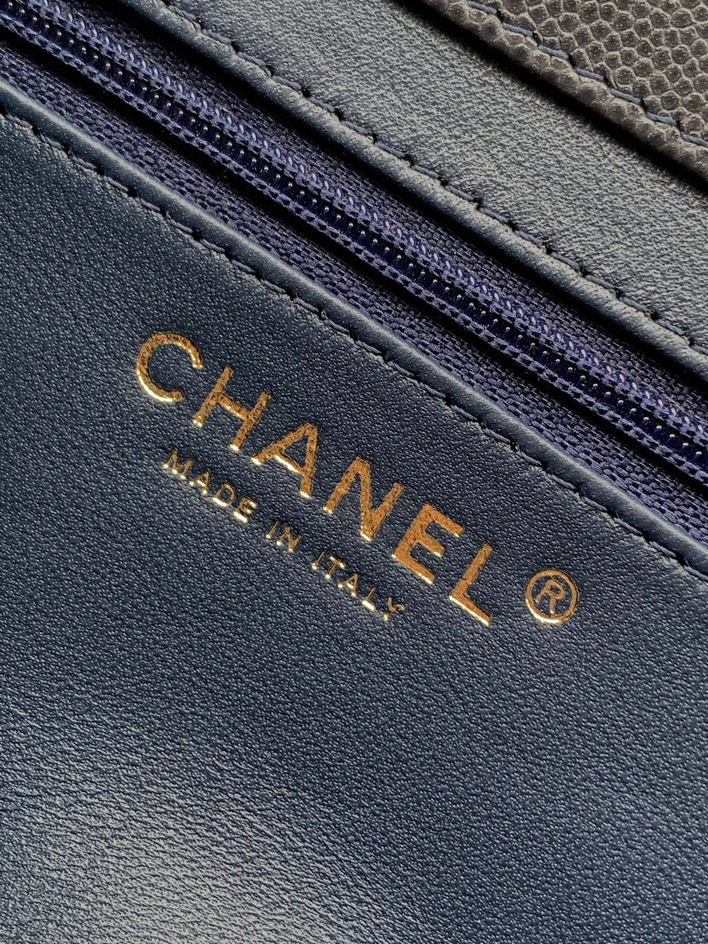 Chanel 26C Small Kelly Shopping Tote — Midnight Navy Caviar Leather with Gold Hardware