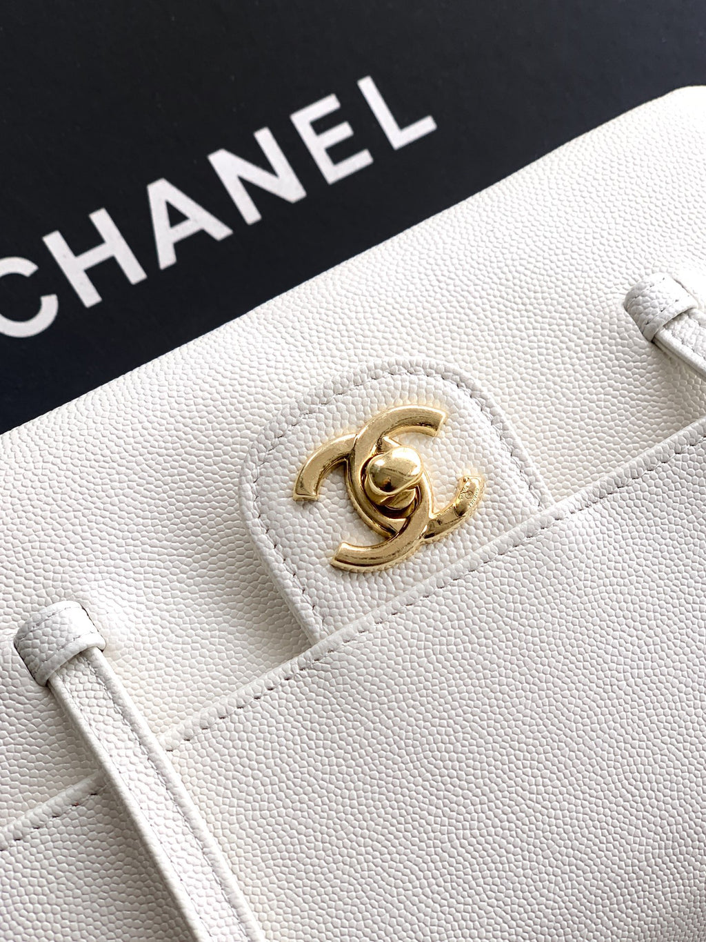 Chanel 26C Small Kelly Shopping Tote — Milky White Caviar Leather with Gold Hardware