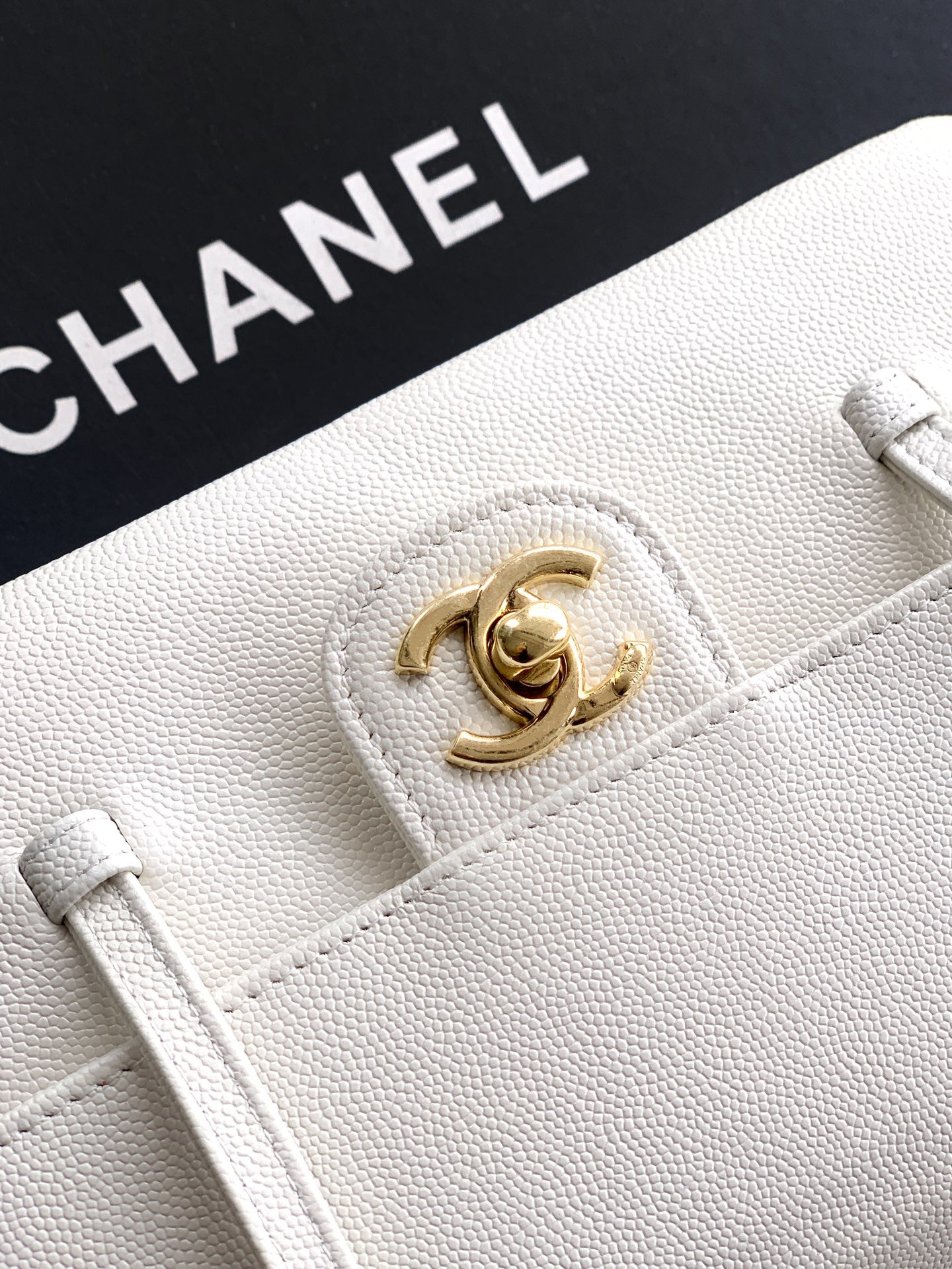 Chanel 26C Small Kelly Shopping Tote — Milky White Caviar Leather with Gold Hardware