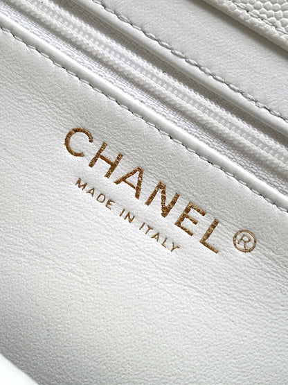 Chanel 26C Small Kelly Shopping Tote — Milky White Caviar Leather with Gold Hardware