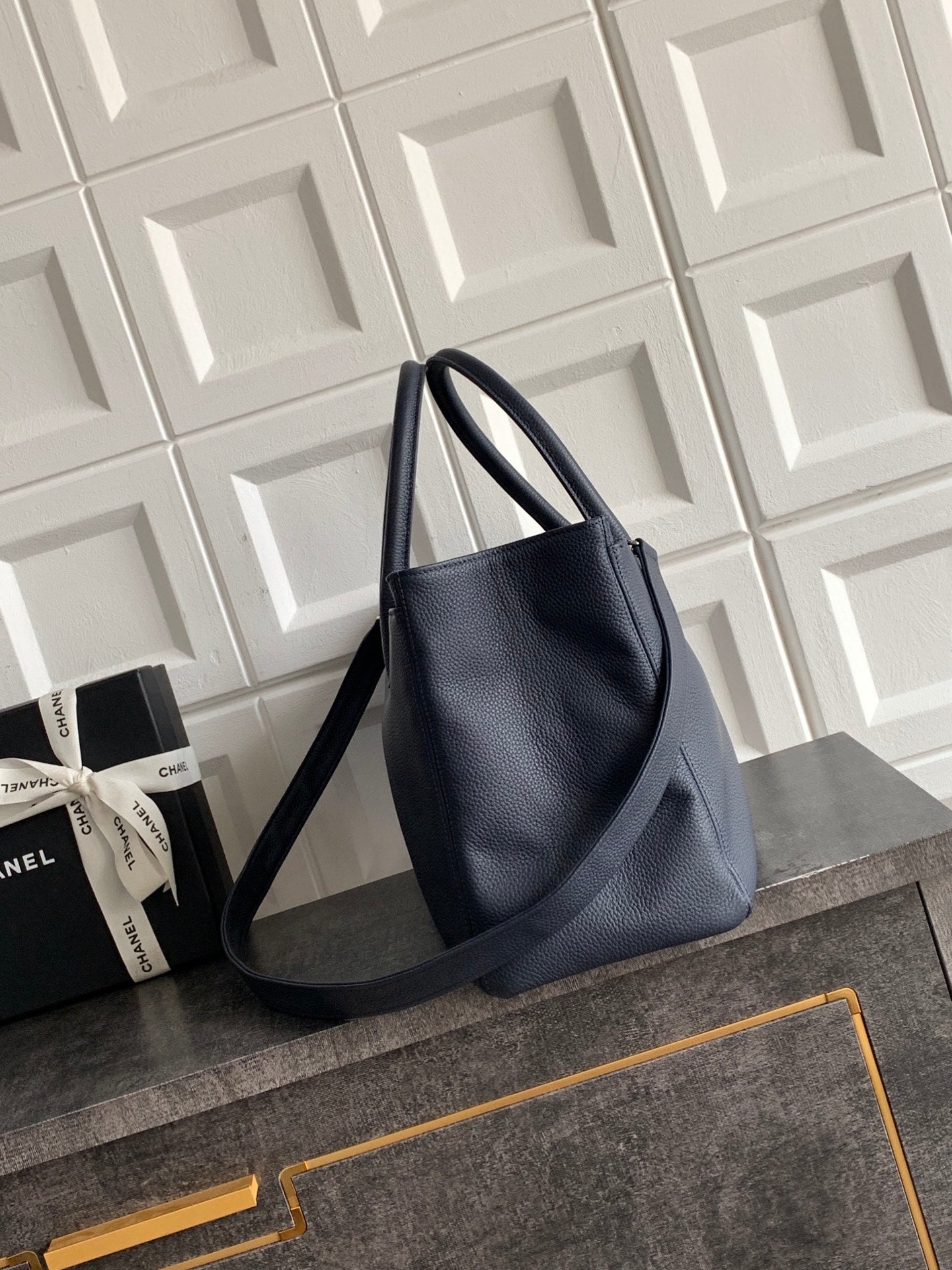 Chanel Executive Cerf Tote — Midnight Navy Caviar Leather with Silver Hardware