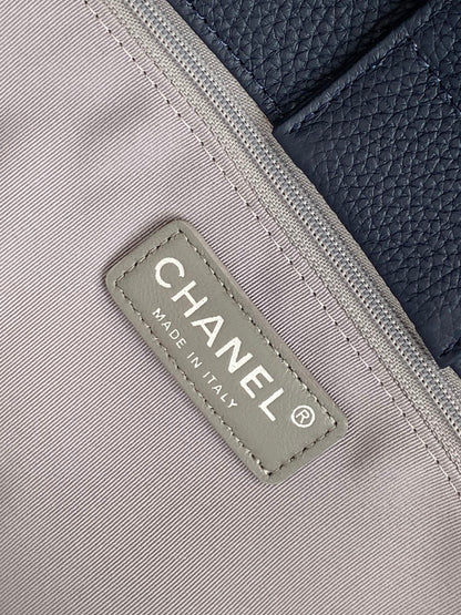 Chanel Executive Cerf Tote — Midnight Navy Caviar Leather with Silver Hardware