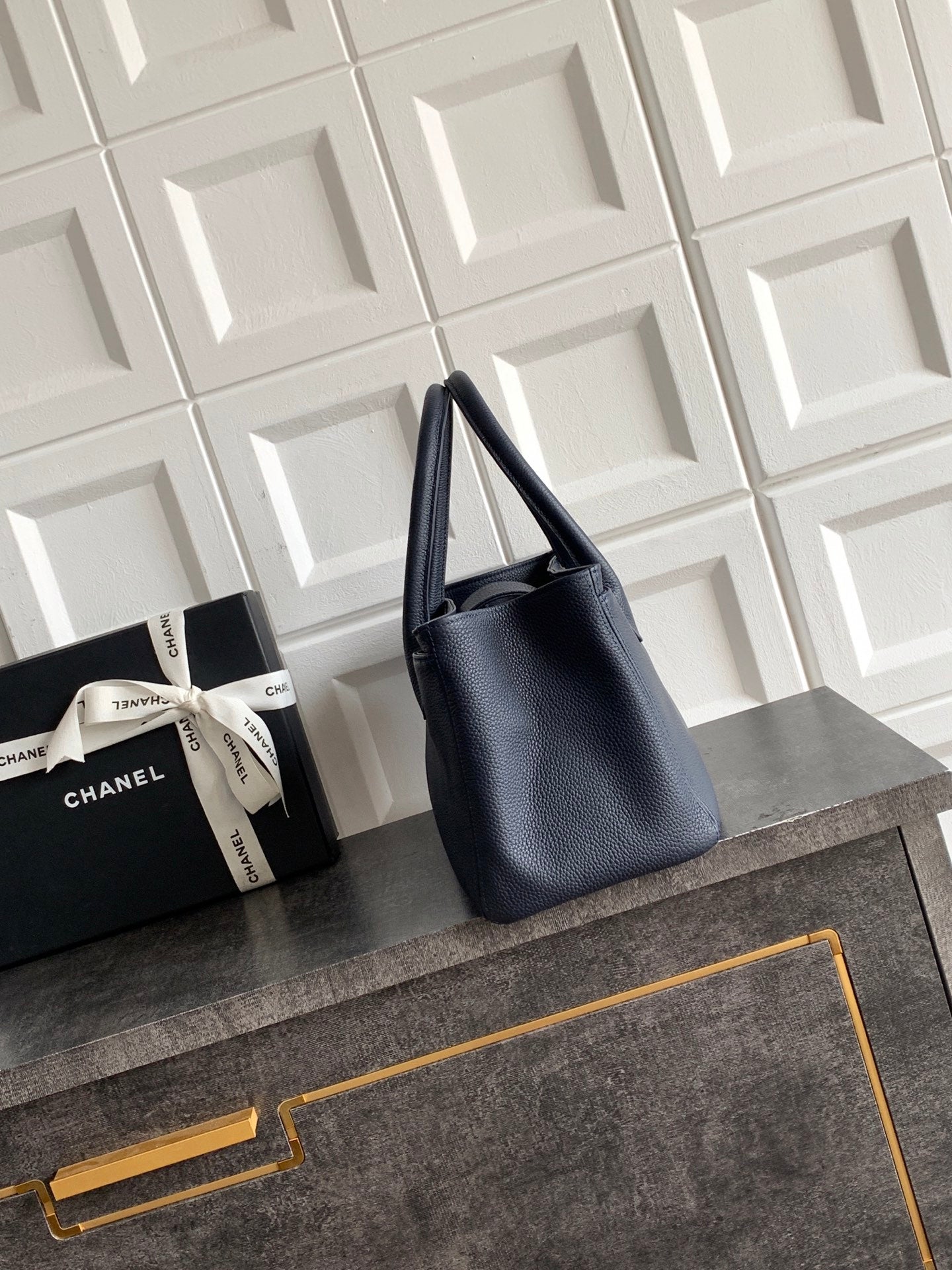 Chanel Executive Cerf Tote Small — Midnight Navy Caviar Leather with Silver Hardware