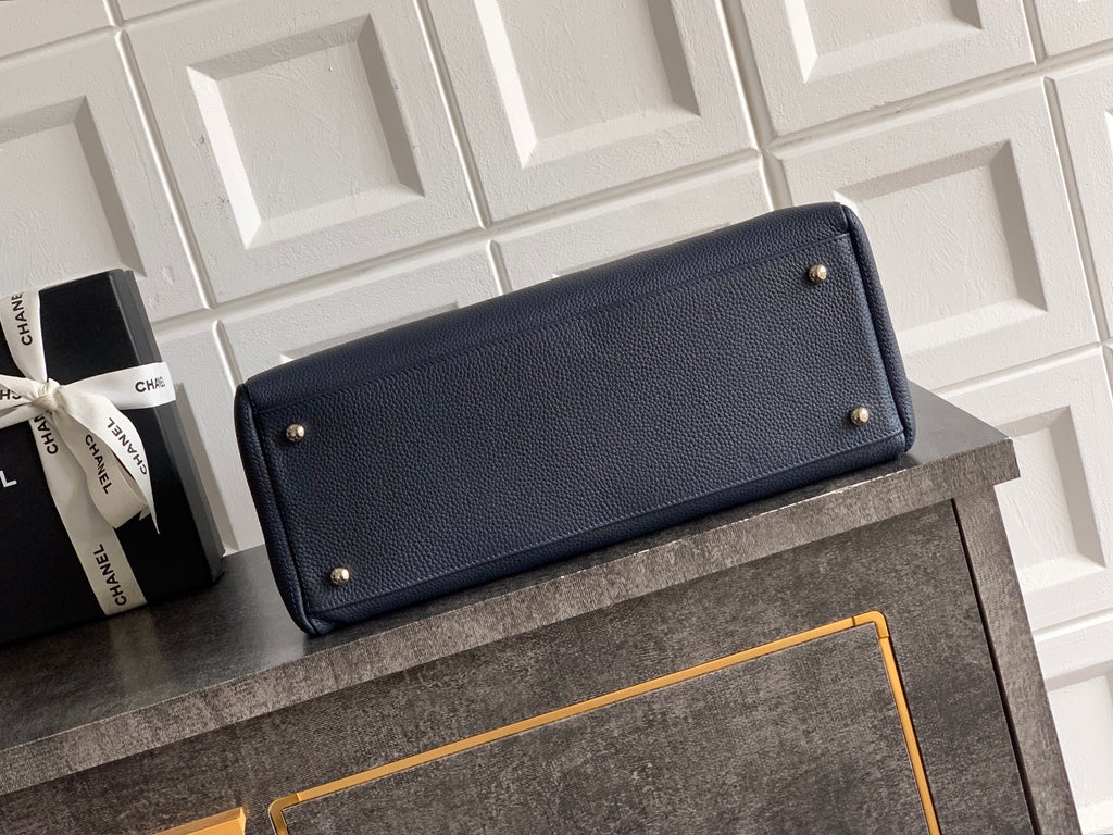 Chanel Executive Cerf Tote Small — Midnight Navy Caviar Leather with Silver Hardware
