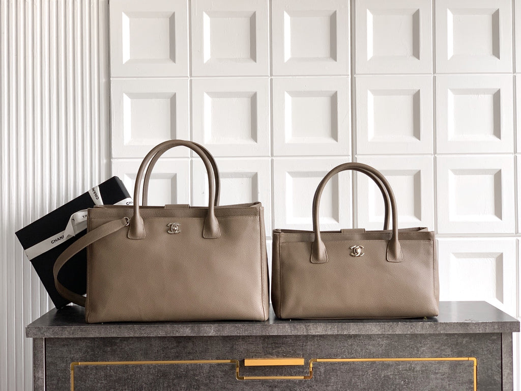 Chanel Executive Cerf Tote — Dark Taupe Caviar Leather with Gold Hardware