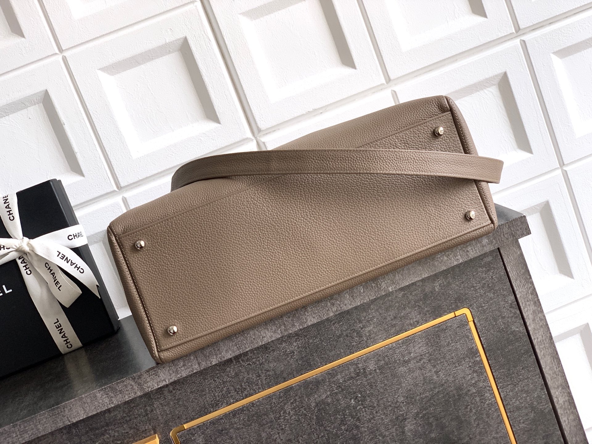 Chanel Executive Cerf Tote — Dark Taupe Caviar Leather with Gold Hardware