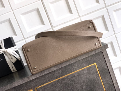 Chanel Executive Cerf Tote — Dark Taupe Caviar Leather with Gold Hardware
