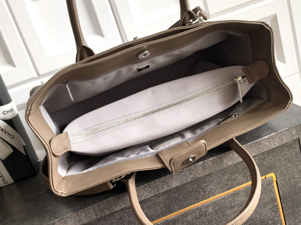 Chanel Executive Cerf Tote — Dark Taupe Caviar Leather with Gold Hardware