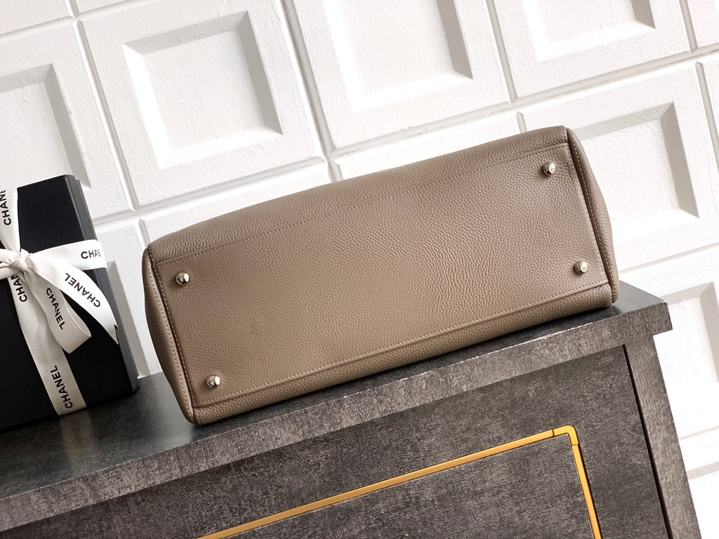 Chanel Executive Cerf Tote Small — Dark Taupe Caviar Leather with Gold Hardware
