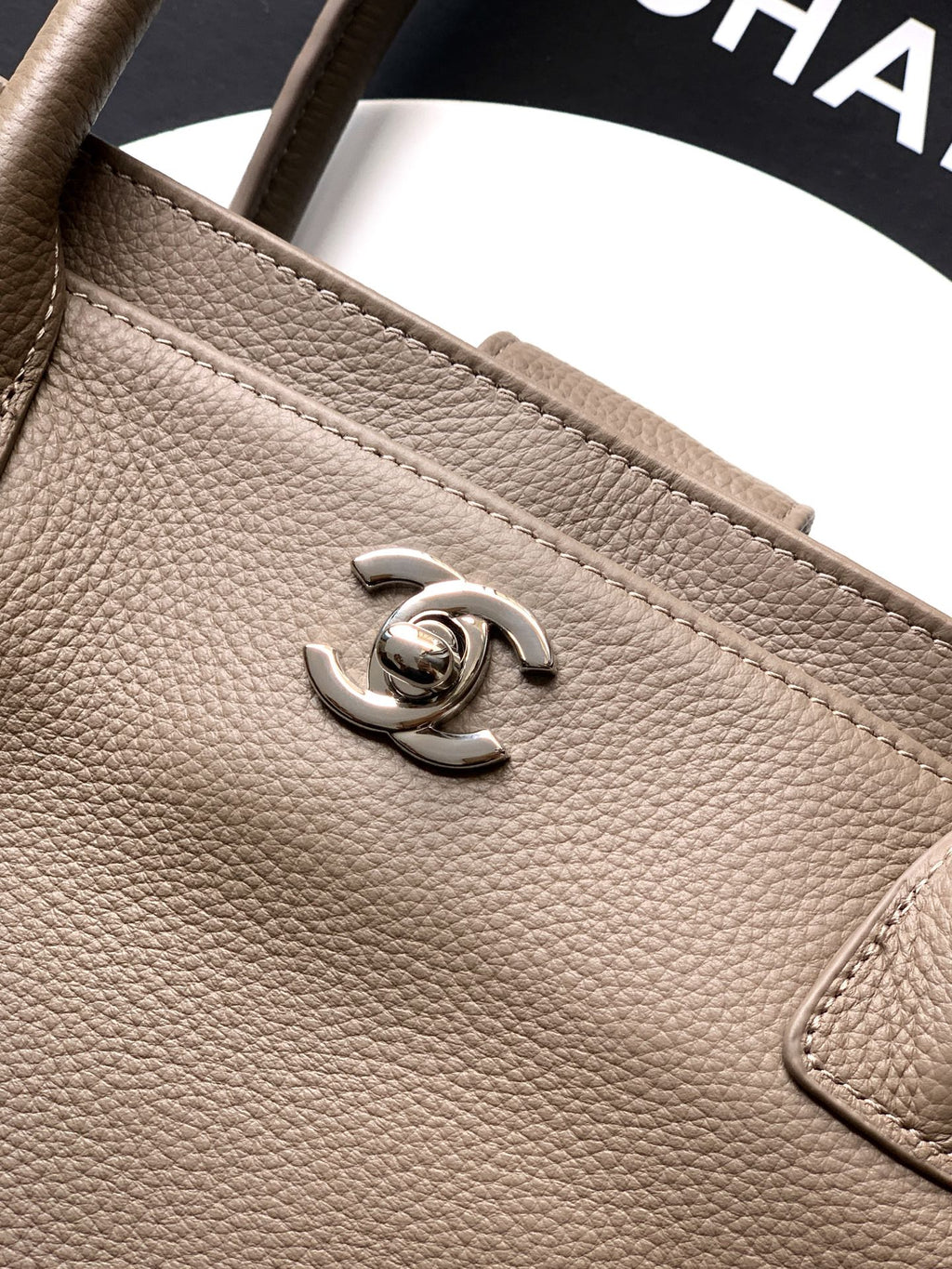 Chanel Executive Cerf Tote Small — Dark Taupe Caviar Leather with Gold Hardware
