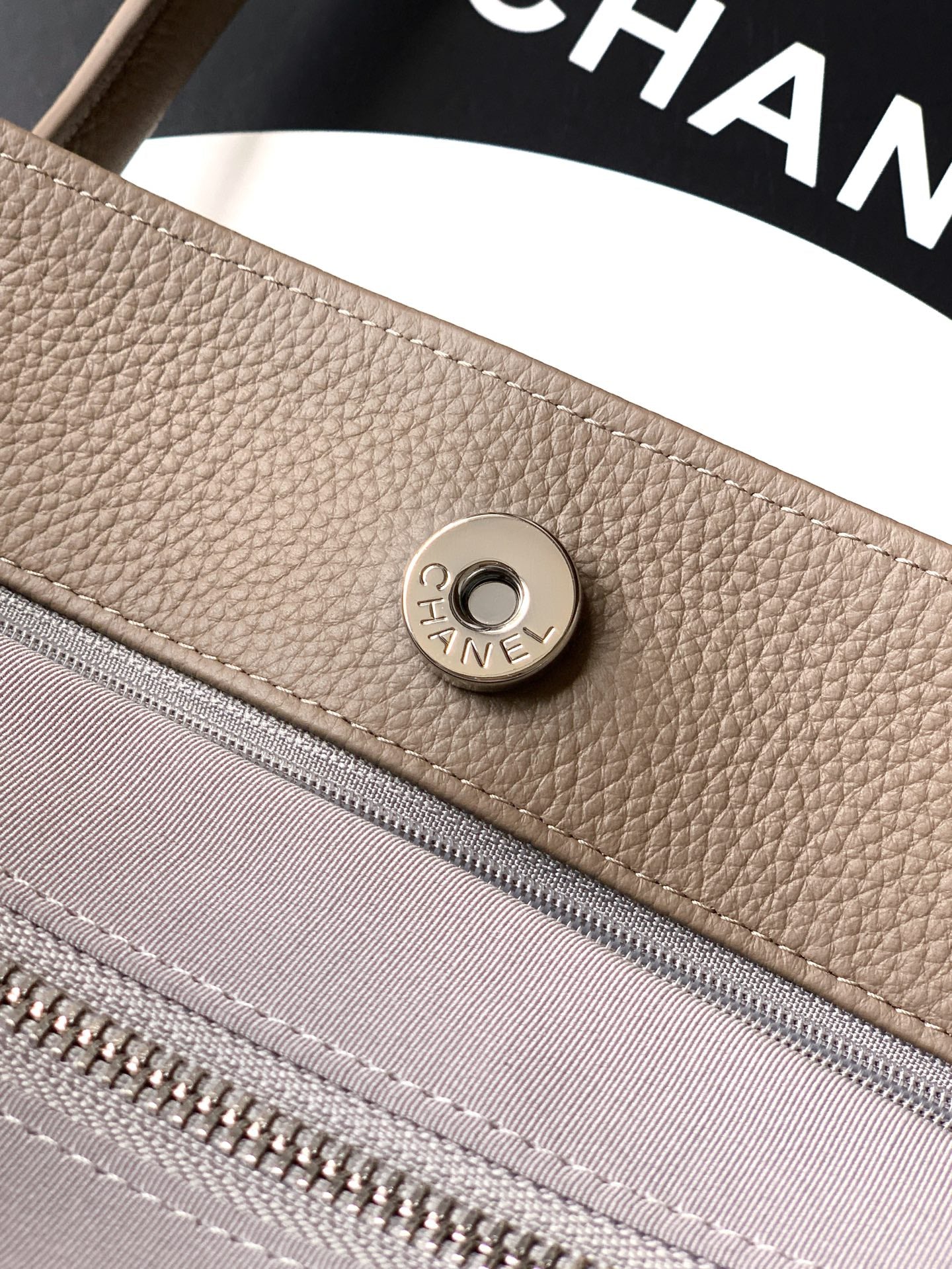 Chanel Executive Cerf Tote Small — Dark Taupe Caviar Leather with Gold Hardware