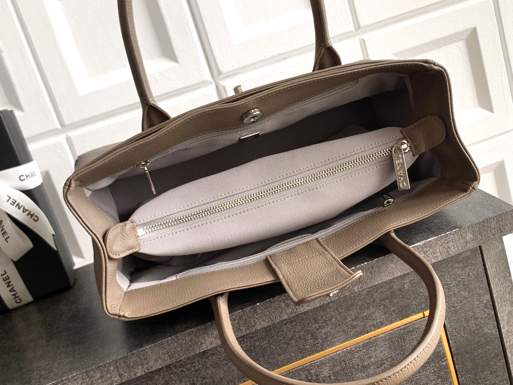 Chanel Executive Cerf Tote Small — Dark Taupe Caviar Leather with Gold Hardware
