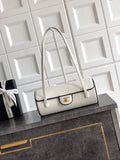 Chanel 26S Bowling Bag — White Grained Calfskin with Black Trim and Gold Hardware