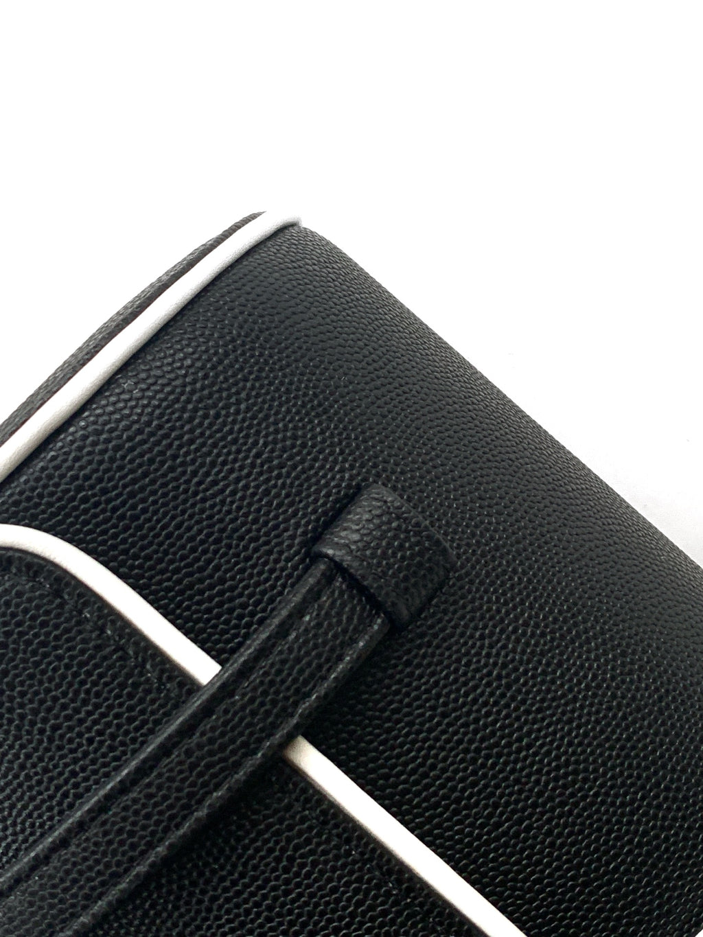 Chanel 26S Bowling Bag — Black Grained Calfskin with White Trim and Gold Hardware