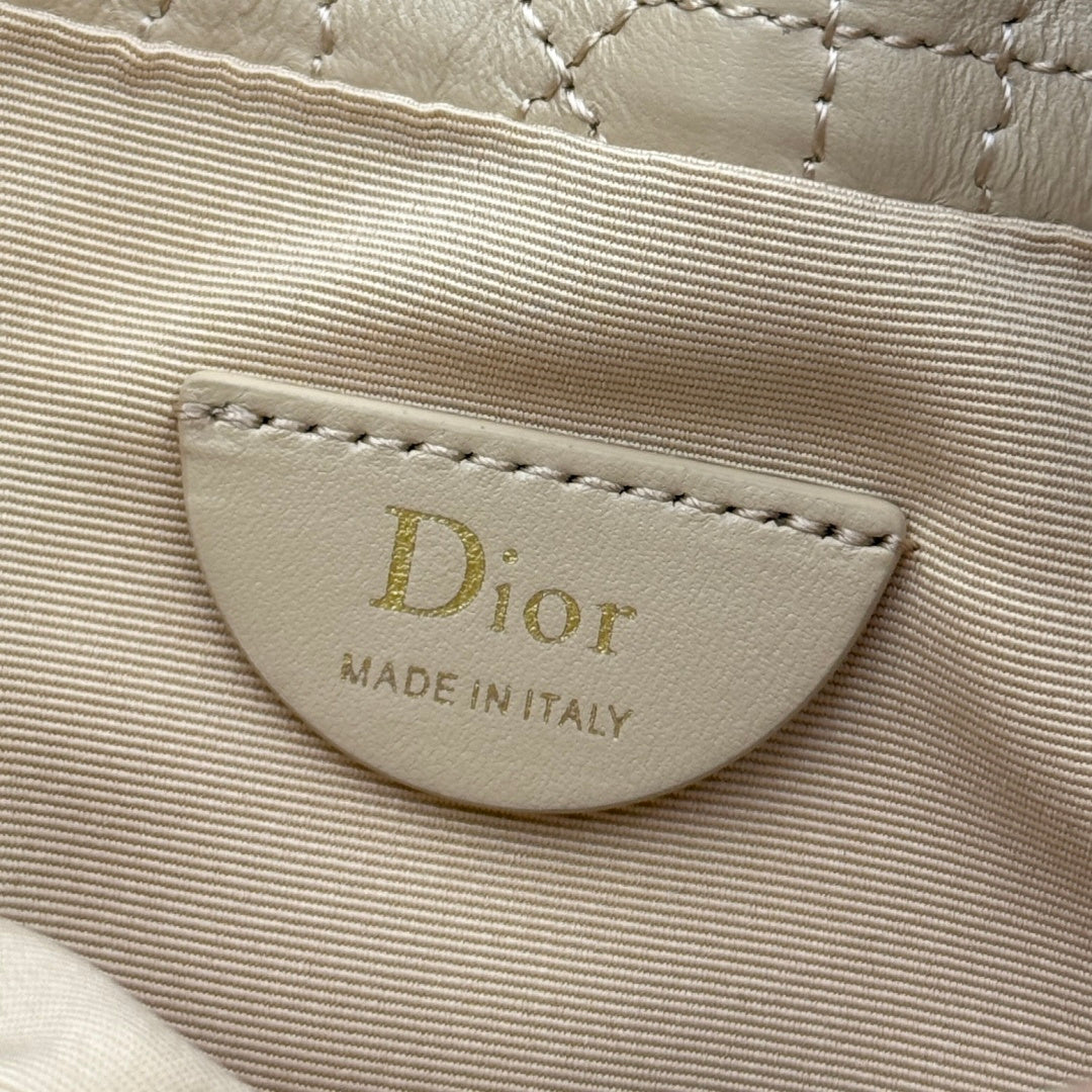 Dior Adiorable Mini Bucket Bag — Latte Beige Cannage Lambskin with Gold Hardware
