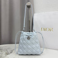 Dior Adiorable Mini Bucket Bag — Ice Blue Cannage Lambskin with Silver Hardware