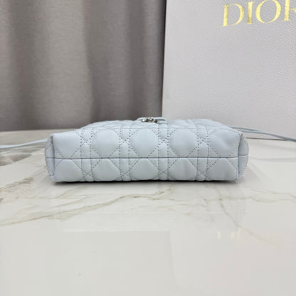 Dior Adiorable Mini Bucket Bag — Ice Blue Cannage Lambskin with Silver Hardware