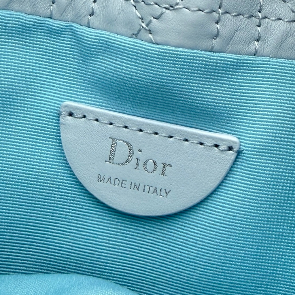 Dior Adiorable Mini Bucket Bag — Ice Blue Cannage Lambskin with Silver Hardware